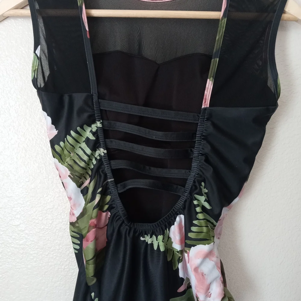 Albion The Maria One Piece Carolina Black Floral Mesh Swimsuit